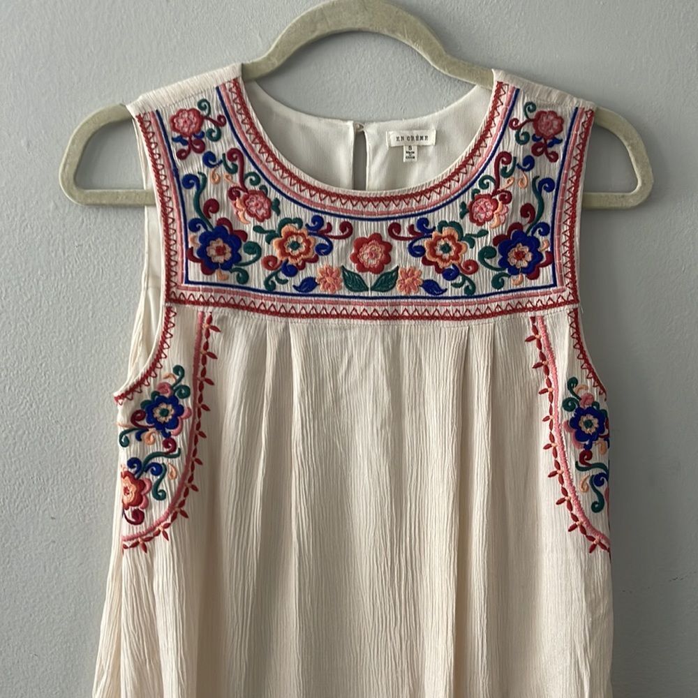 En Creme Floral Embroidered Boho Chic Dress size small - Picture 5 of 6
